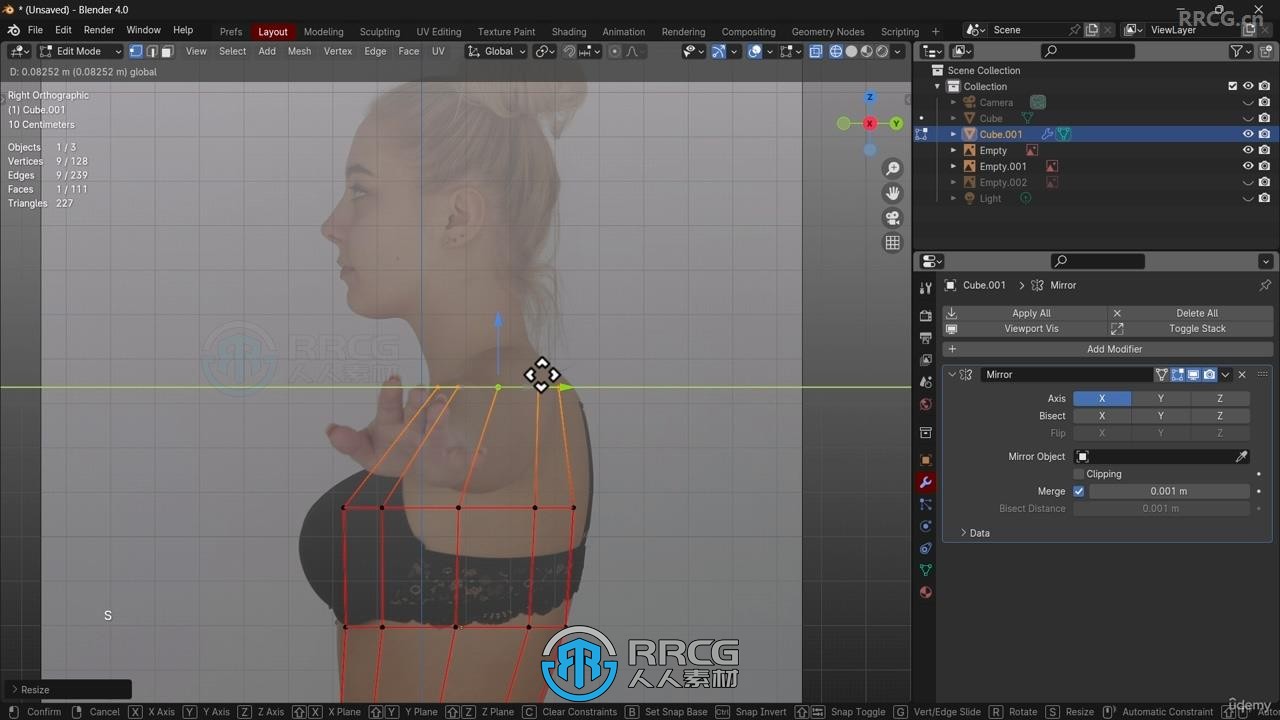 Blender 4编辑模式设置与人体建模训练视频教程