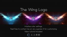 漂亮唯美的翅膀羽翼文字标志LOGO演绎AE模板 The Wing Logo