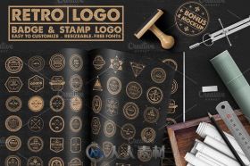 复古徽章和邮票合辑展示PSD模板Retro Badge & Stamp Logo