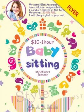 婴儿保姆宣传海报PSD模板Babysitting