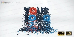 创意彩色多边形散落堆积logo动画演绎AE模板