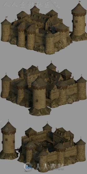 完美的中世纪小城堡场景环境3D模型合辑