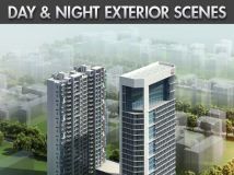 《day&night 高层建筑及现场》Day & Night Highrise Residental Building Scene