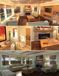 温馨暖色系家庭室内强光弱光环境3D模型