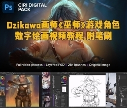 Dzikawa画师《巫师》游戏角色数字绘画视频教程 附笔刷