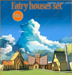 卡通有趣简单童话房屋3D模型