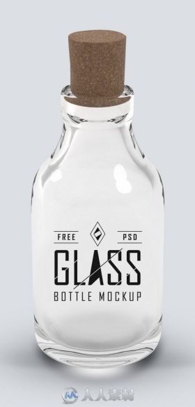 木塞透明玻璃瓶展示PSD模板Glass-Bottle-Mockup