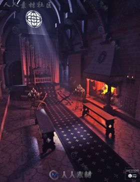 美丽宽阔的中世纪王位厅场景环境3D模型合辑