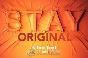 纺织物覆盖效果字体展示PSD模板Fabric Font