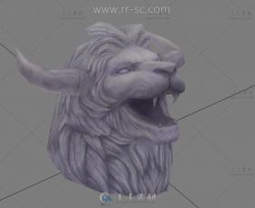 超逼真狮子头雕像3D模型