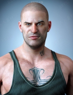 健壮年轻肌肉纹身男性3D模型合集