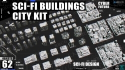 62组宏观大型科幻建筑城市场景3D模型合集