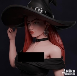 黑帽女巫人物角色雕塑雕刻3D模型