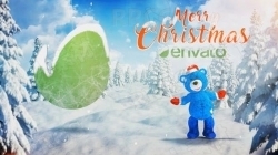 冬季雪景圣诞节主题跳舞熊展示动画AE模板