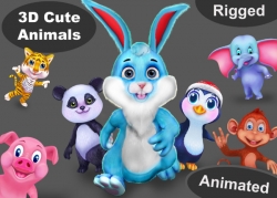 7组卡通风格动物角色3D模型合集