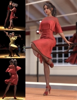 拉丁舞男女搭档跳舞姿势3D模型合集