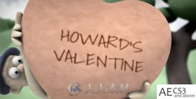 创意卡通动画展示爱心照片浪漫情人节开场幻灯片AE模板Videohive Howard's Valenti...