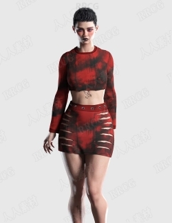 女性包臀半身裙露脐装模特修身服饰套装3D模型合集