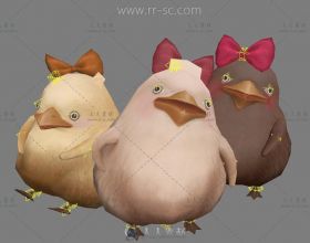 可爱的三只小鸡3D模型