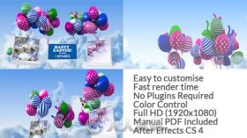 创意简单的复活节气球优雅升空视频开场AE模板 Videohive Easter Balloons 7446983