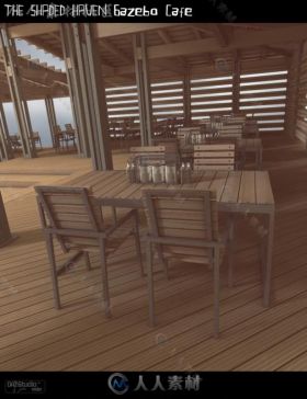 美丽浪漫的阴影避风港凉亭咖啡厅环境3D模型合辑