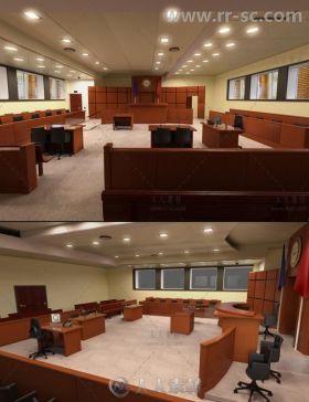 现代法庭场景环境3D模型合辑