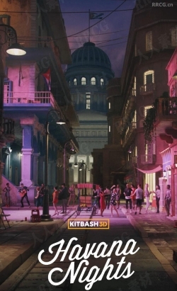 夜幕下的哈瓦那城市建筑环境场景3D模型合集