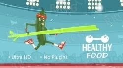 健康食品卡通效果LOGO动画演绎AE模板