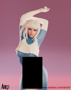 短发冰女人物角色雕塑雕刻3D模型