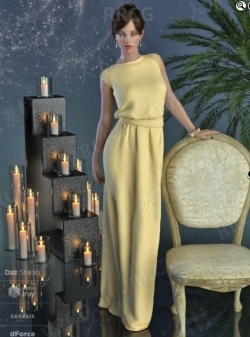 优雅华丽女性砍袖长旗袍套装3D模型合集