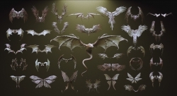33组鸟昆虫蝙蝠龙生物机械翅膀雕刻3D模型合集