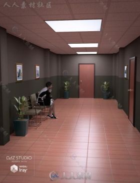现代室内商务走廊3D模型合辑