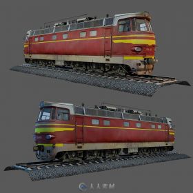 老式红皮火车3D模型