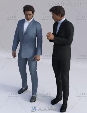 城市男性时尚帅气的办公室服装3D模型合辑