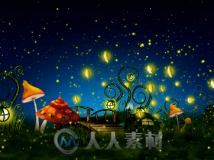 唯美萤火虫森林系星空蘑菇童话森系婚礼LED大屏幕视频背景素材