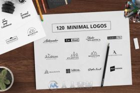120款排版标志LOGO展示AI矢量模板120 Minimal Typography Logos Bundle