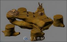 根雕茶桌3d模型