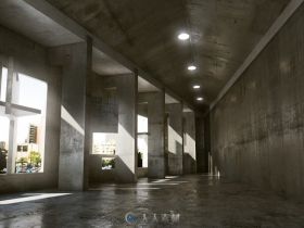 水泥建筑室内场景模型