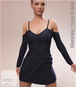 时尚优雅露肩长袖女性连衣裙3D模型合集