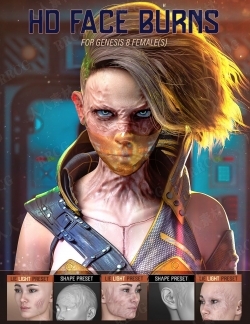 女性角色面部头部烧伤疤痕3D模型合集