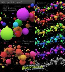 《漂亮气泡粒子背景可变颜色PSD分层》Graphicriver Color Splash Background