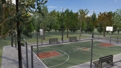 夏季室外标准篮球场地3D模型合集