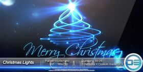 神奇跳动的粒子灯光画笔演绎圣诞节问候AE模板 Videohive Christmas Lights 3649071