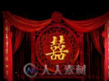 幻影成像汉代中式喜堂裸眼3D幻影全息LED背景视频素材