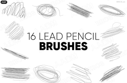 16种高分辨率线条艺术逼真铅笔PS笔刷