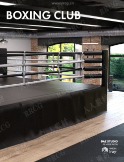 拳击俱乐部室内场景以及健身器材3D模型合集