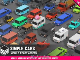 简单的卡通汽车车辆3D模型Unity游戏素材资源