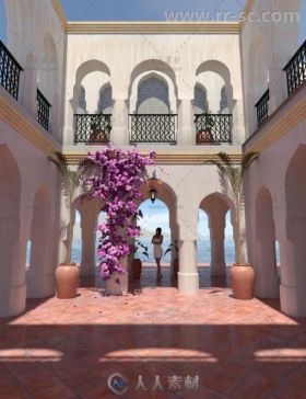 360度摩洛哥风格的庭院场景环境3D模型合辑