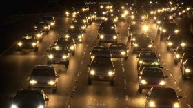 美国洛杉矶夜晚的城市车流高清实拍视频素材