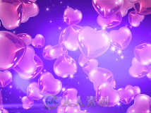 唯美紫色心形梦幻爱心上升浪漫婚礼LED大屏幕视频背景素材